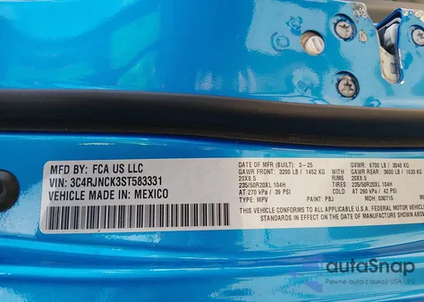 2025 Jeep Wagoneer S Limited from USA, damaged, VIN 3C4RJNCK3ST583331